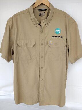Carhartt Force Relaxed Fit Shirt Men 2XL Khaki Lightweight Short Sleeve